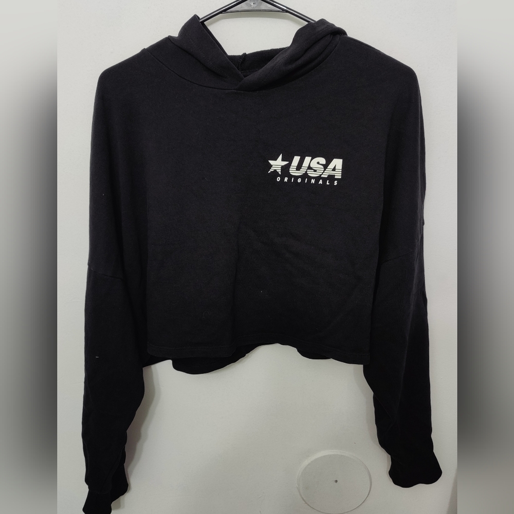 H&M divided hoodie crop top black size L
